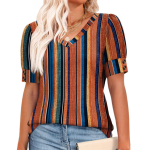 Womens Tops Short Sleeve Shirts Buttons V Neck Spring Fashion Summer Outfits Plus Size Blouses Dressy Casual