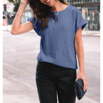 Womens Short Sleeve Tops Fall Shirts 2026 Lightweight Sweater | Dressy Casual Blouse, Fashion Summer Clothing, Cute Spring Outfits, Business Work Tunic, Trend Boho