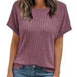 Womens Short Sleeve Tops Fall Shirts 2026 Lightweight Sweater | Dressy Casual Blouse, Fashion Summer Clothing, Cute Spring Outfits, Business Work Tunic, Trend Boho