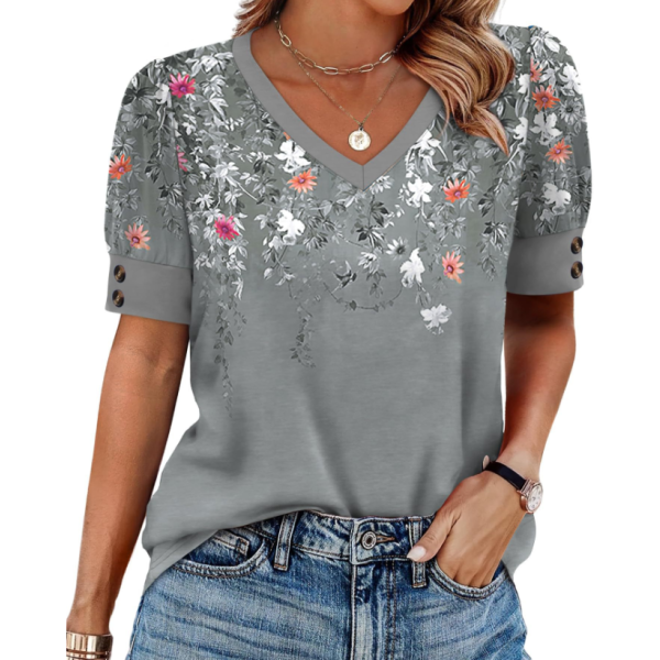 Womens Tops Short Sleeve Shirts Buttons V Neck Spring Fashion Summer Outfits Plus Size Blouses Dressy Casual