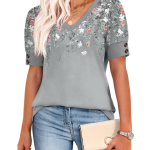 Womens Tops Short Sleeve Shirts Buttons V Neck Spring Fashion Summer Outfits Plus Size Blouses Dressy Casual