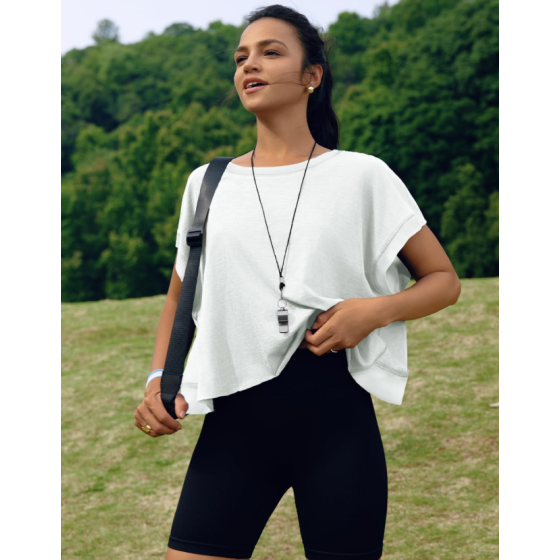 Women Short Sleeve Workout Shirts Open Back Tops Casual Yoga Y2k Athletic Gym Slouchy Crop Running Tees