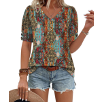 Womens Tops Short Sleeve Shirts Buttons V Neck Spring Fashion Summer Outfits Plus Size Blouses Dressy Casual